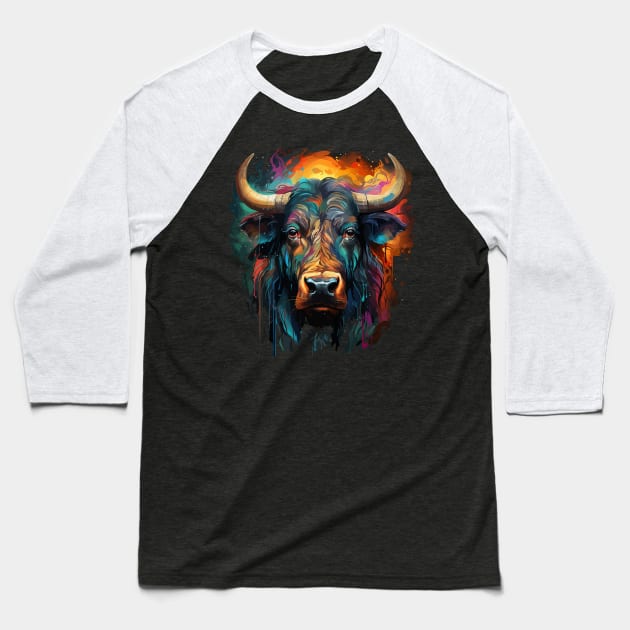 Water Buffalo Rainbow Baseball T-Shirt by JH Mart